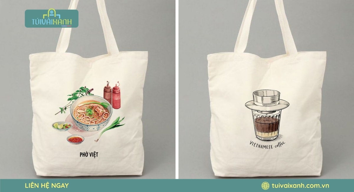 Dịch vụ sản xuất túi canvas trắng theo yêu cầu phù hợp cho shop mỹ phẩm và thời trang.