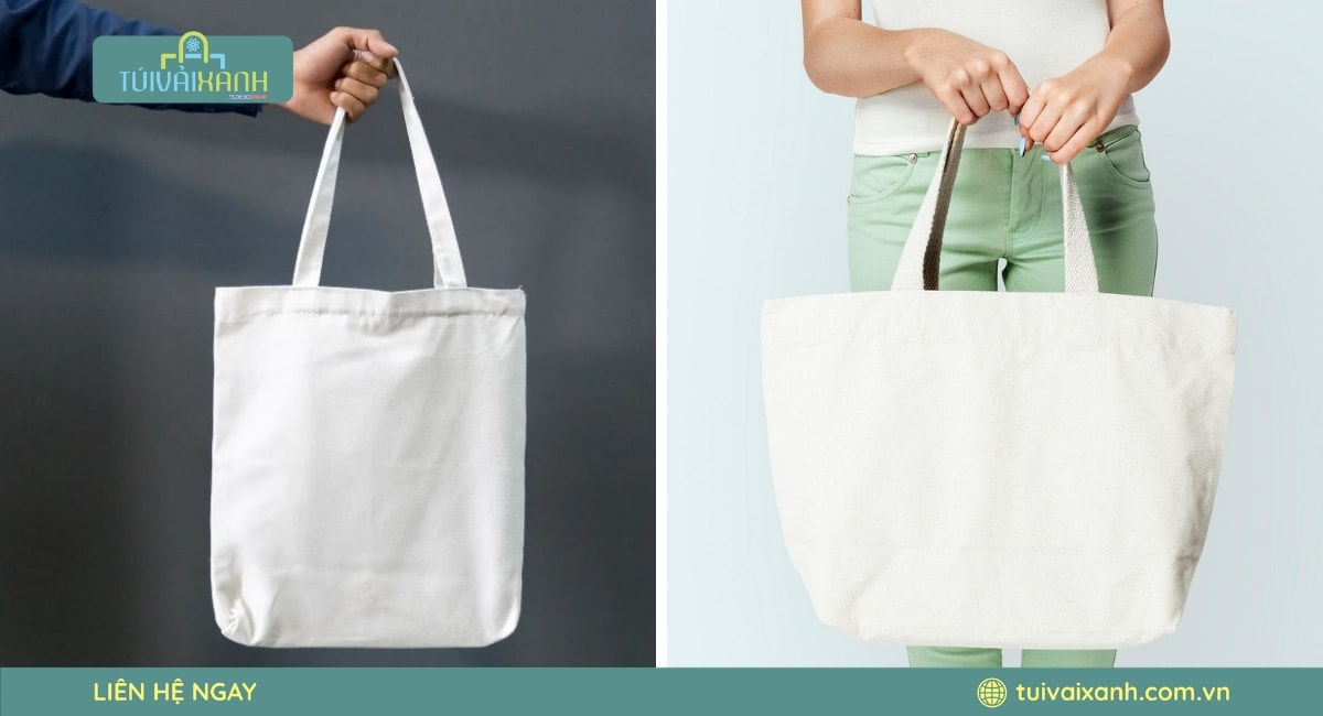 Mẫu túi canvas trắng quai dài tiện lợi phù hợp cho học sinh, sinh viên và dân văn phòng.