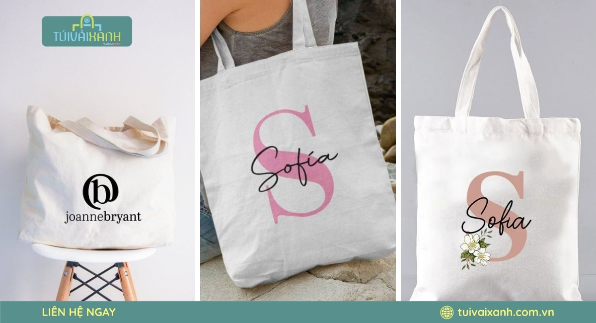 Túi canvas trắng của Túi Vải Xanh được may chắc chắn với đường chỉ tinh tế và đẹp mắt.