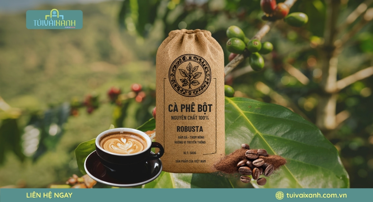 Mẫu túi vải đay đựng cà phê dạng bột