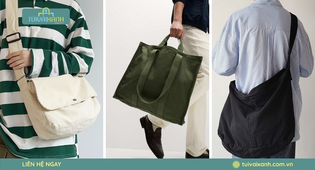 Mẫu túi vải canvas nam dành cho shop thời trang và phụ kiện