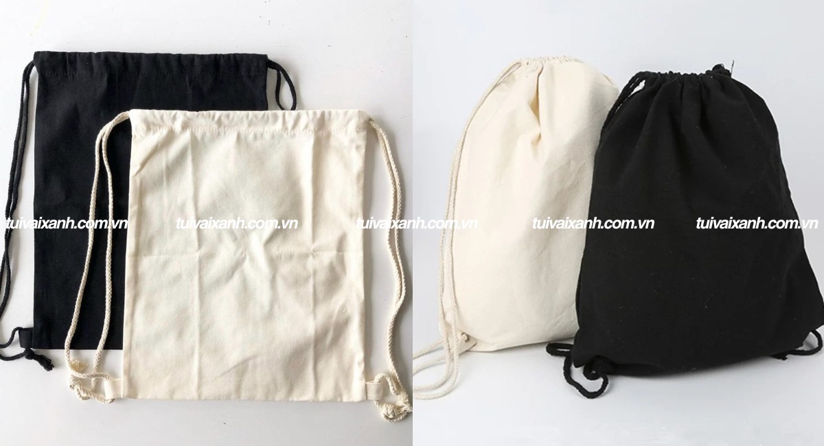 Túi canvas đen dạng balo rút