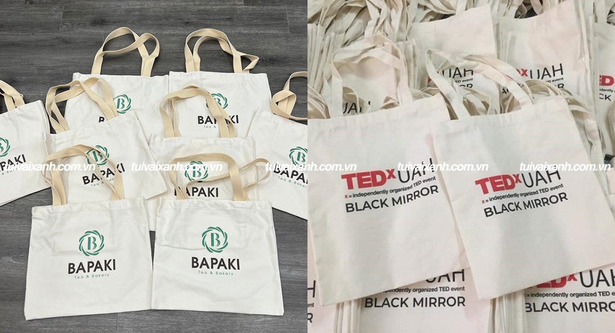 Túi canvas trắng in logo