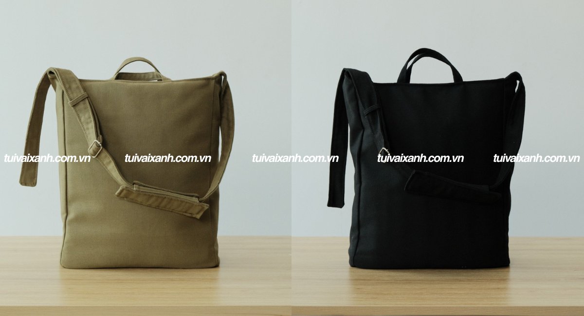 Túi canvas trơn đeo chéo.