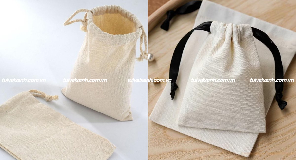 Túi canvas trơn dây rút