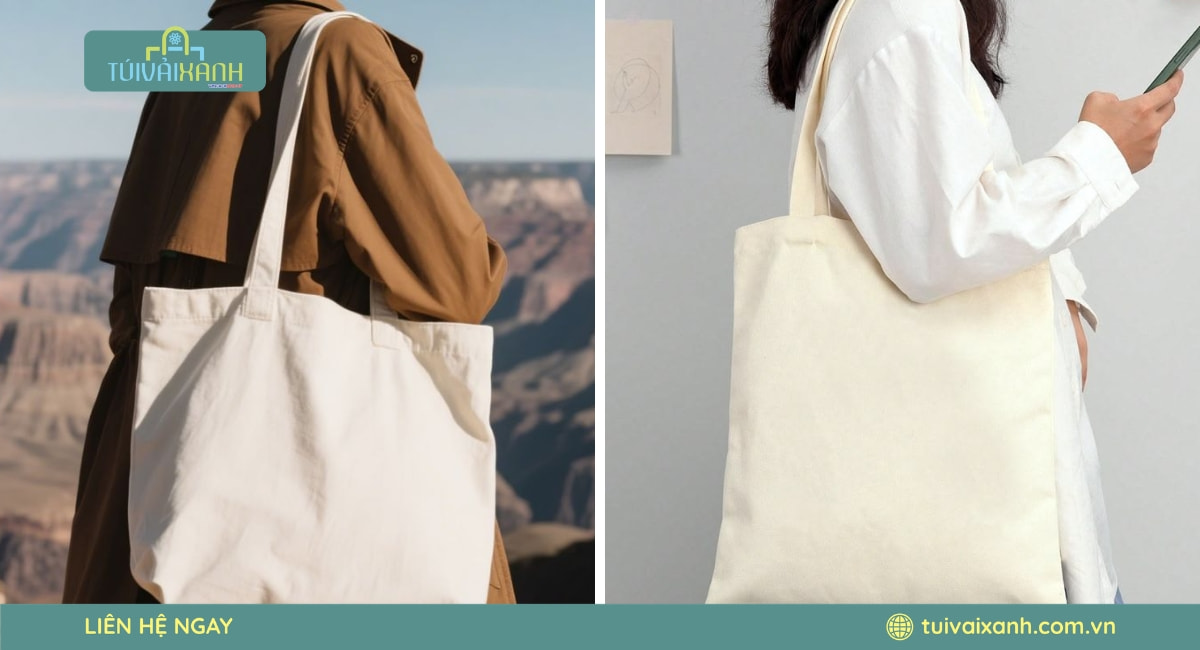 Mẫu túi tote canvas trơn phong cách tối giản