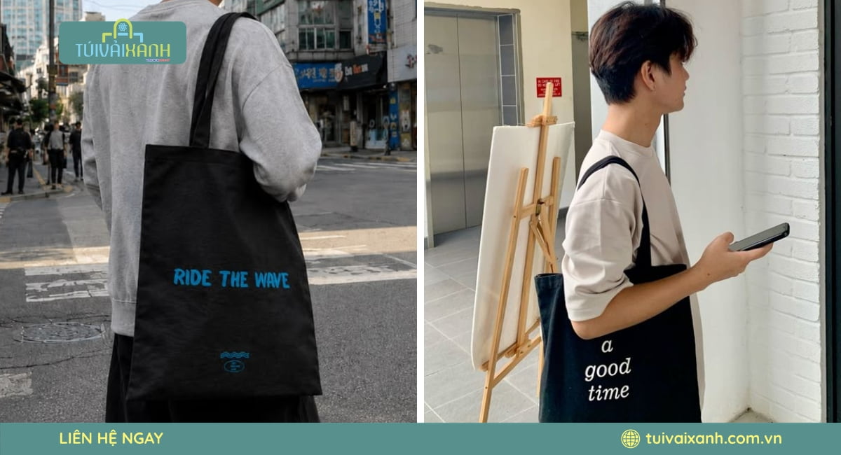 Túi tote vải canvas nam phong cách hiện đại, đơn giản và dễ phối đồ