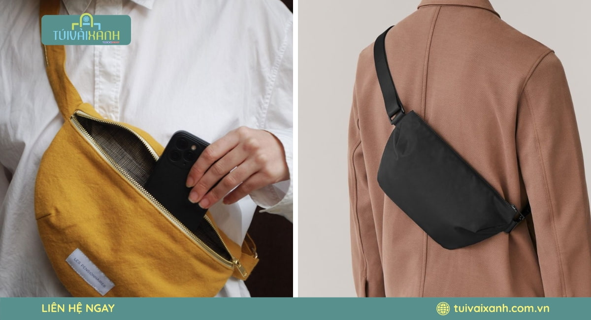 Túi vải canvas đeo ngực nhỏ gọn, thuận tiện mang theo vật dụng cá nhân