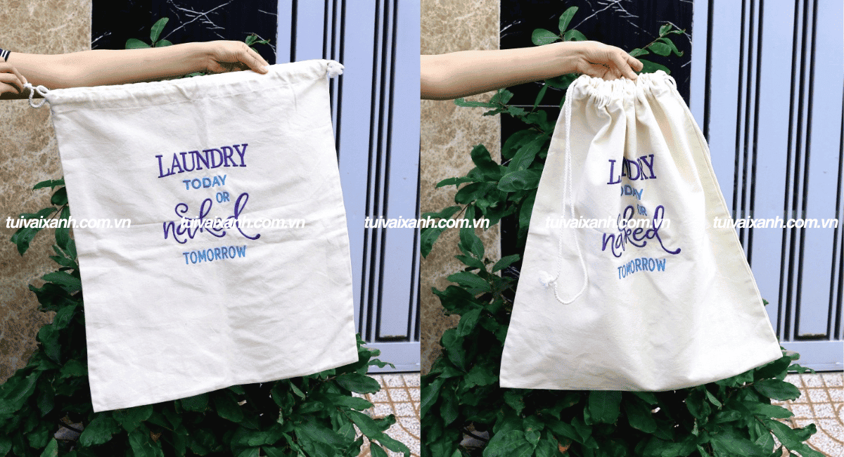 Túi vải canvas dây rút in logo