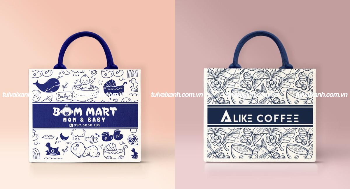 Túi vải đay in logo dạng hộp