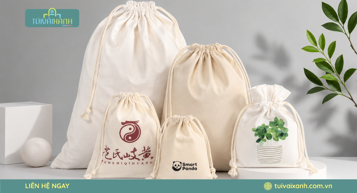 Túi vải dây rút không dệt đa dạng kích thước