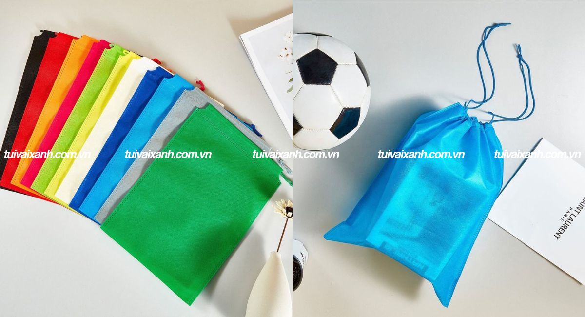 Túi vải không dệt dây rút màu