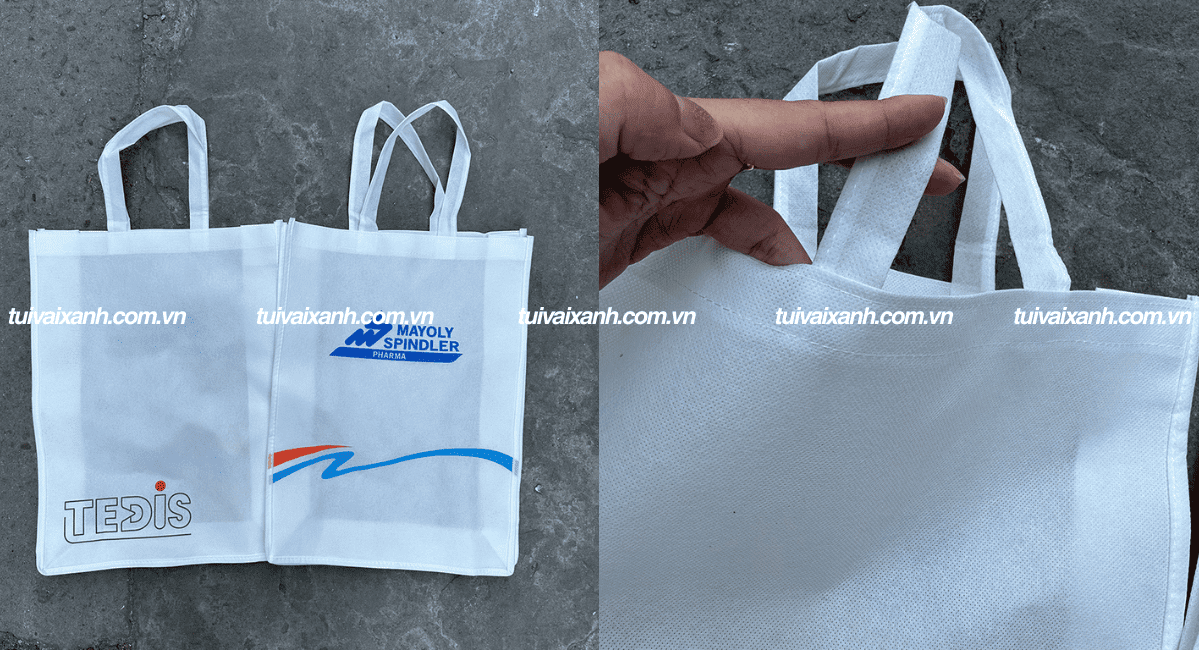 Túi vải không dệt màu trắng in logo theo yêu cầu