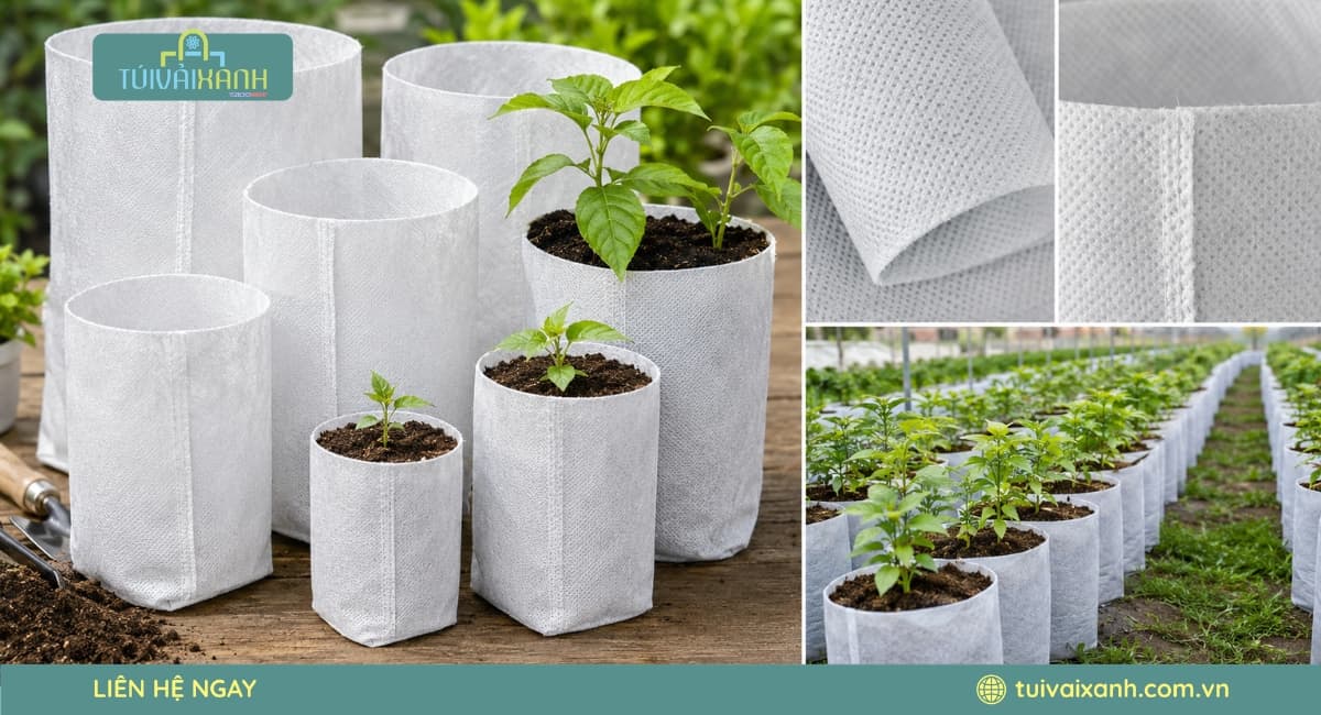 Túi vải trồng cây chất liệu vải không dệt