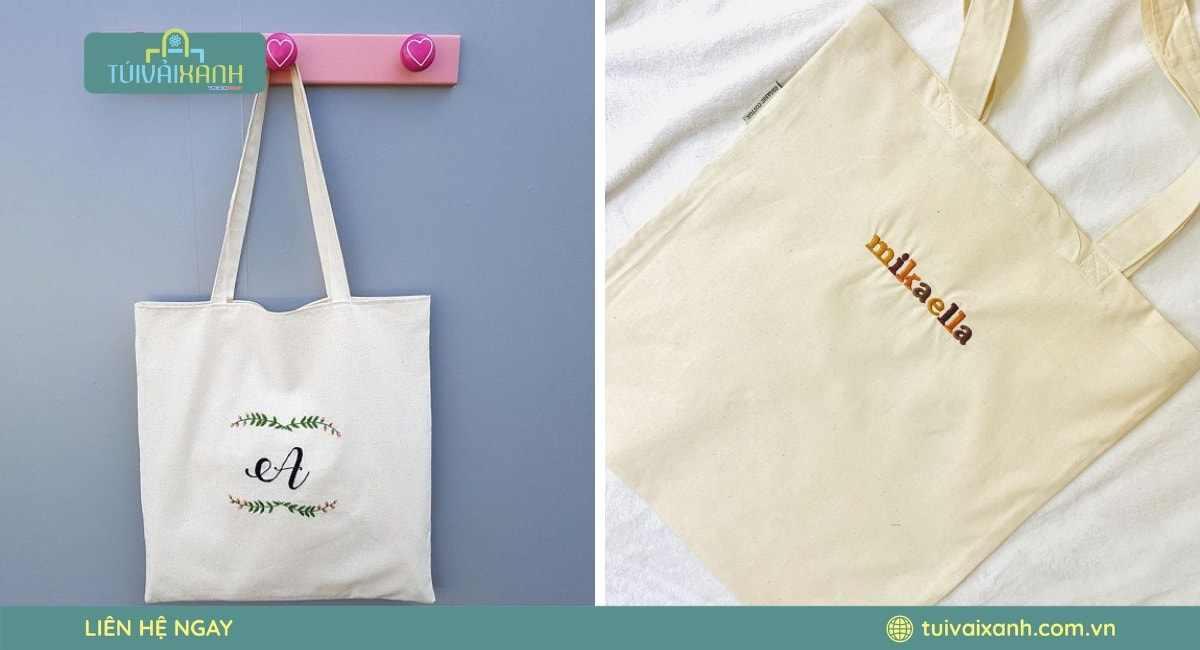 Túi canvas thêu logo thương hiệu doanh nghiệp