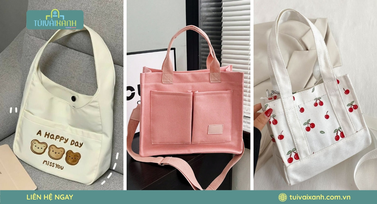 Túi vải bố quà tặng kết hợp phụ kiện đẹp cho các shop thời trang