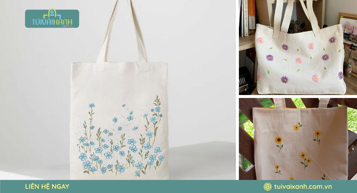 Túi canvas thêu hoa văn chuyên nghiệp đẹp mắt