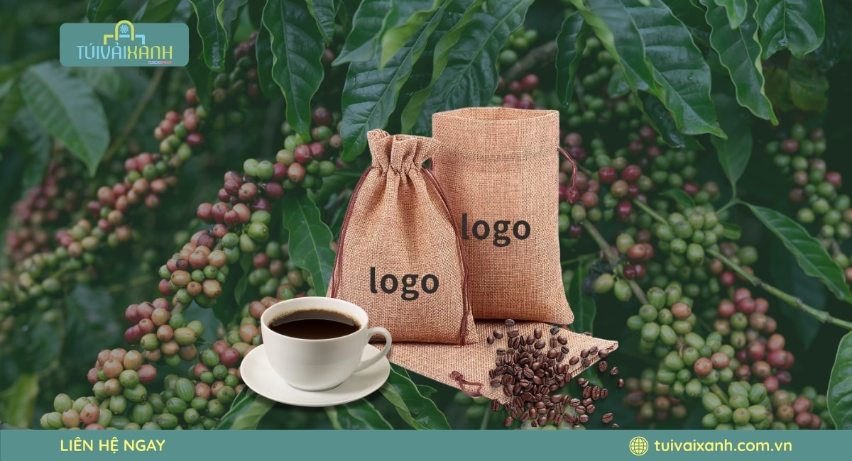 Mẫu túi vải đay đựng cà phê dây rút giữ trọn hương vị cafe