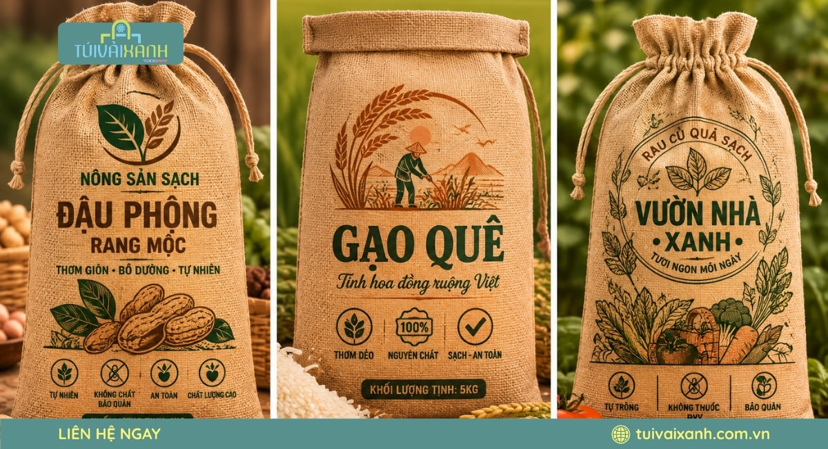 Mẫu túi vải đay đựng thực phẩm bền đẹp và chắc chắn