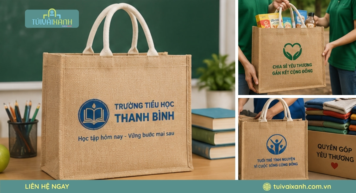 Mẫu túi vải đay in logo các trường đại học