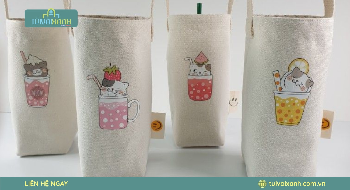 Túi canvas đựng bình nước thiết kế tối giản hiện đại