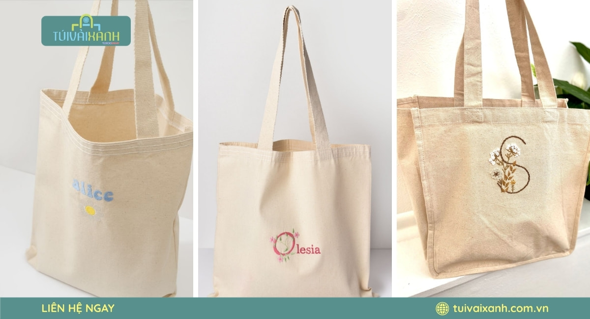 Mẫu túi canvas thêu theo yêu cầu số lượng lớn