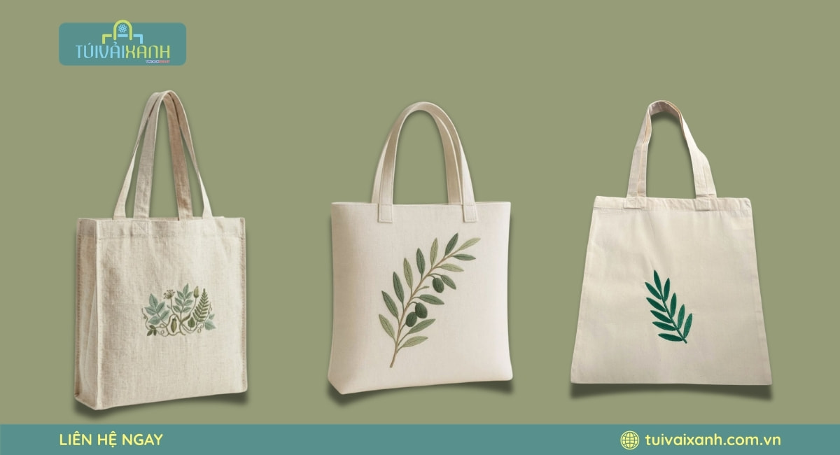 Túi vải canvas thêu bền đẹp sản xuất theo yêu cầu