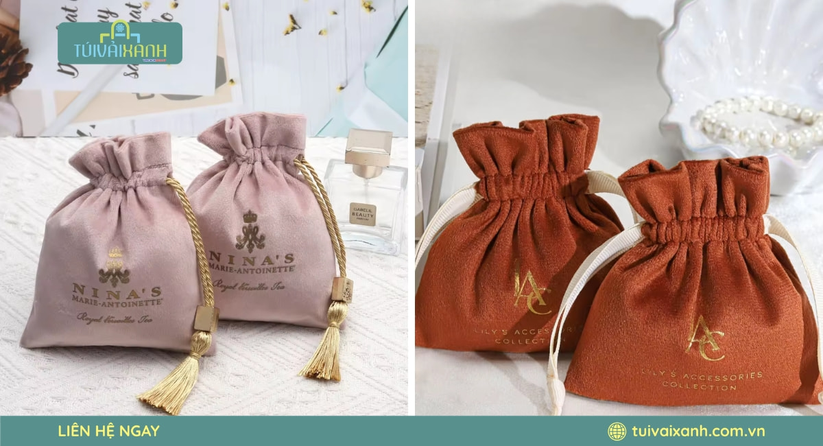 Túi vải nhung đựng đồng hồ được may từ chất liệu nhung mềm đẹp thân thiện môi trường