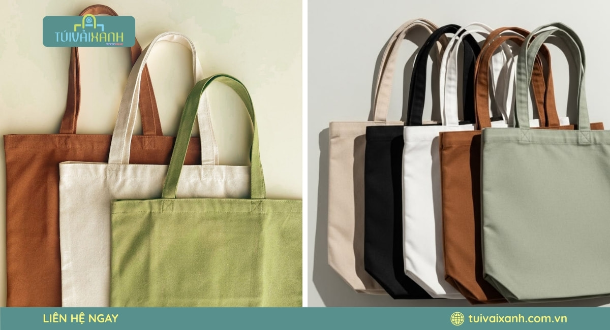 Túi tote vải canvas trơn đơn giản đa dạng màu sắc