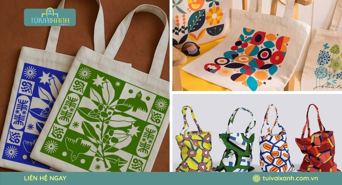 Túi vải canvas in họa tiết theo yêu cầu mang phong cách trẻ trung và hiện đại