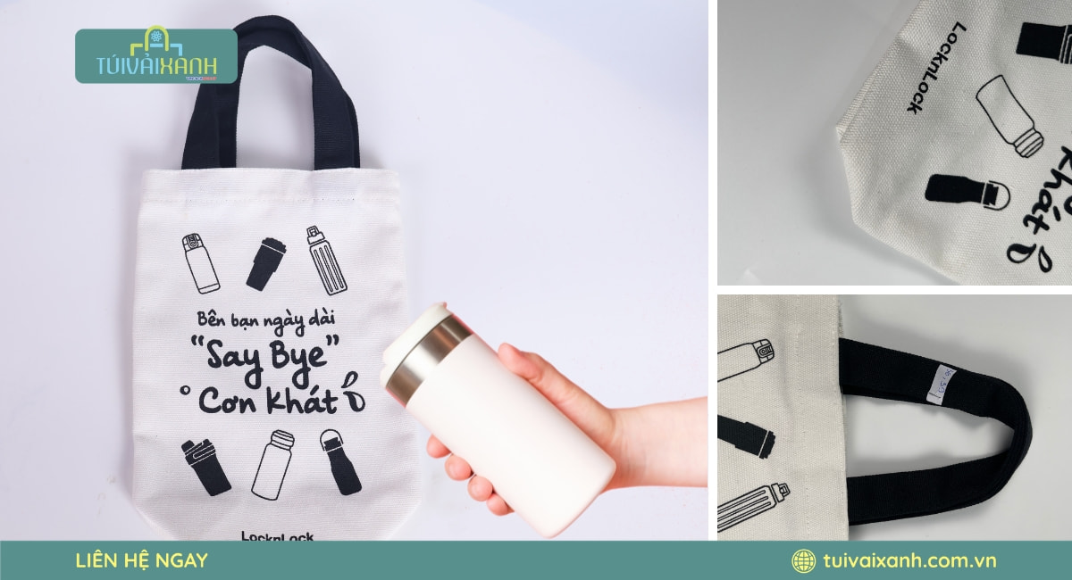 Túi vải canvas đựng bình nước giữ nhiệt tiện lợi và bền đẹp
