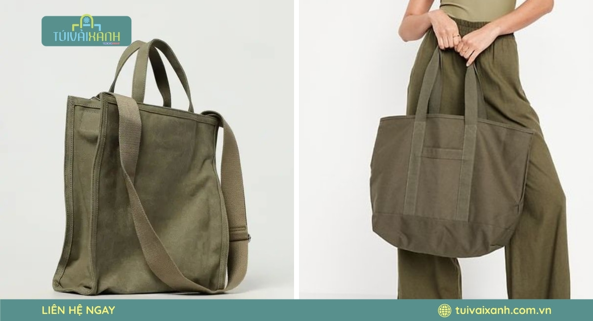 Túi du lịch vải bố vintage thiết kế tối giản sang trọng
