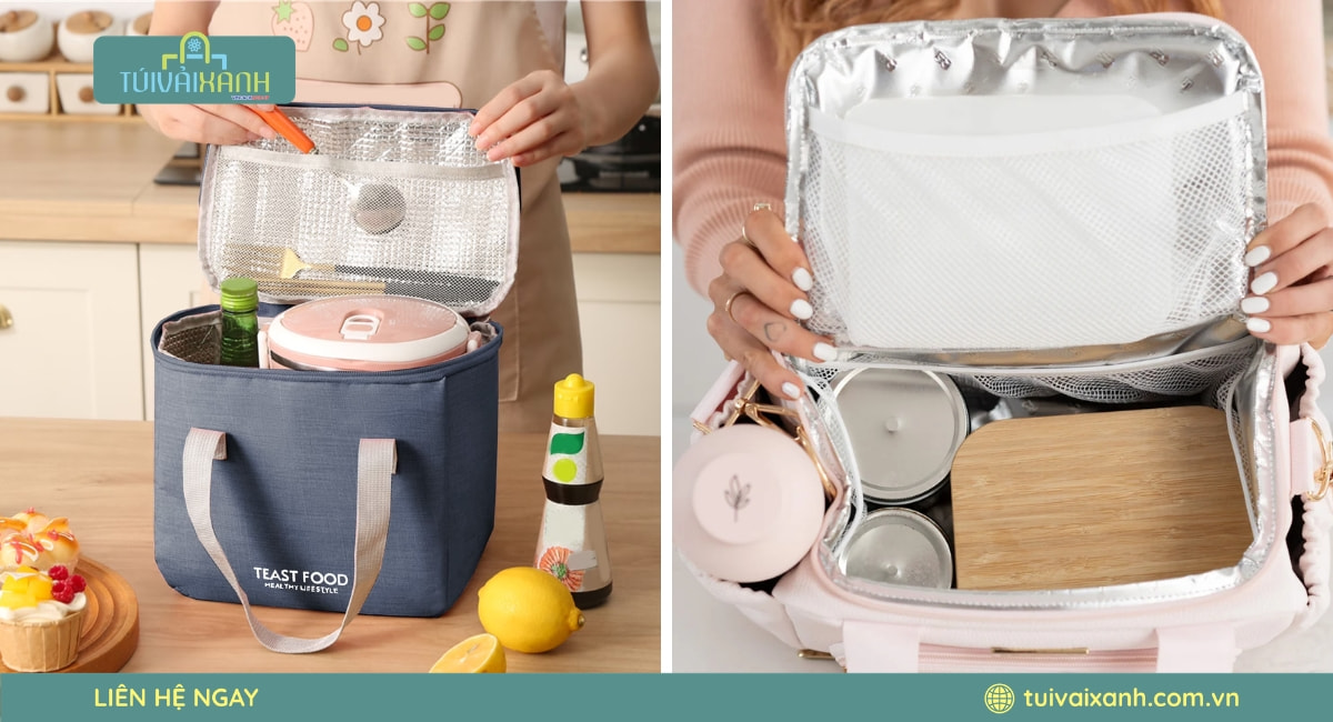Túi Vải Xanh sản xuất và in ấn túi đựng cơm giữ nhiệt uy tín