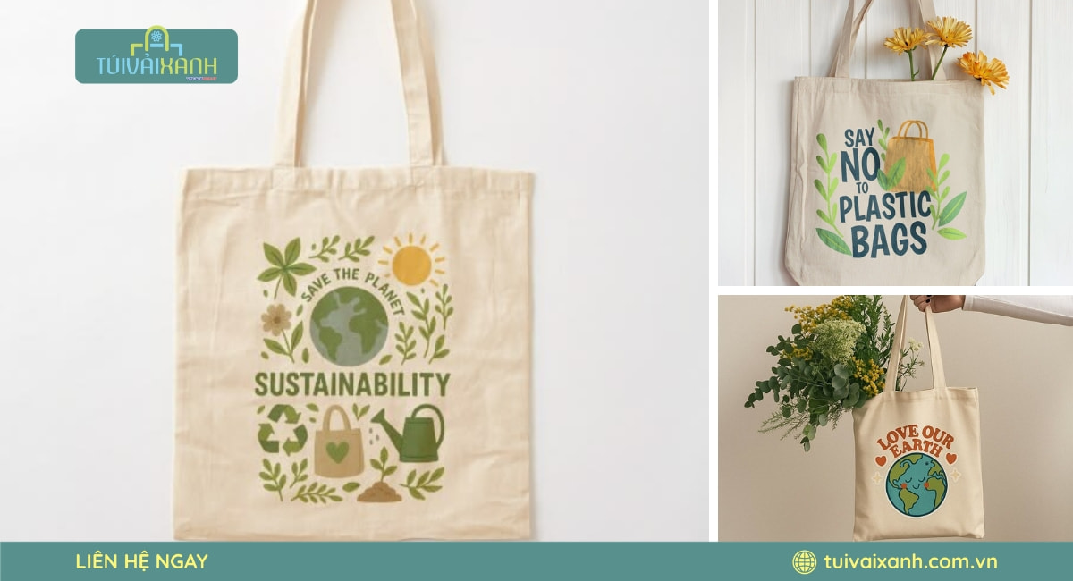 Túi vải canvas quà tặng sự kiện có quai xách chắc chắn tiện dụng