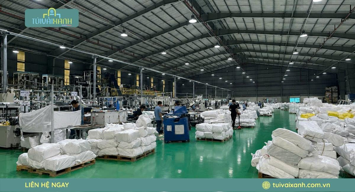 Xưởng sản xuất túi vải không dệt ép nhiệt Túi Vải Xanh