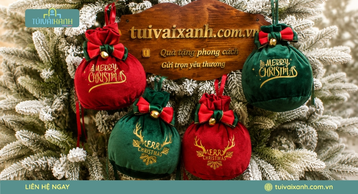 Xưởng May Túi Vải Đựng Quà Noel In Ấn Sắc Nét, Giá Xưởng 63 Dịch vụ in túi vải quà tặng Giáng Sinh theo yêu cầu với công nghệ in sắc nét tại Túi Vải Xanh