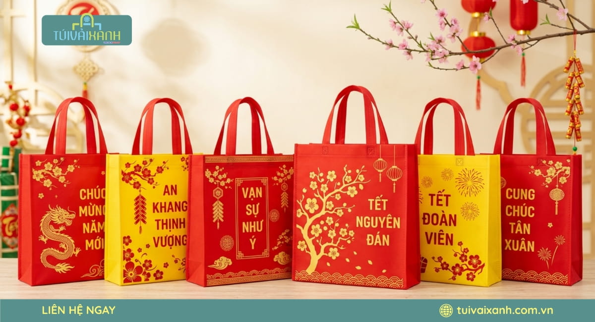 50+ Mẫu túi vải đựng quà Tết tinh tế đong đầy vị Xuân 47 Túi vải đựng quà Tết bằng vải không dệt thiết kế riêng theo nhận diện thương hiệu