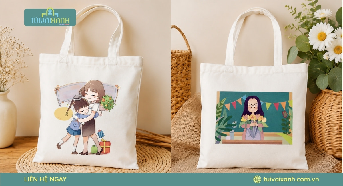 40+ Mẫu Túi Vải Quà Tặng 20/11 Mừng Ngày Nhà Giáo Việt Nam 32 Mẫu túi vải canvas quà tặng 20/11 kết hợp hộp quà và thiệp chúc mừng ý nghĩa