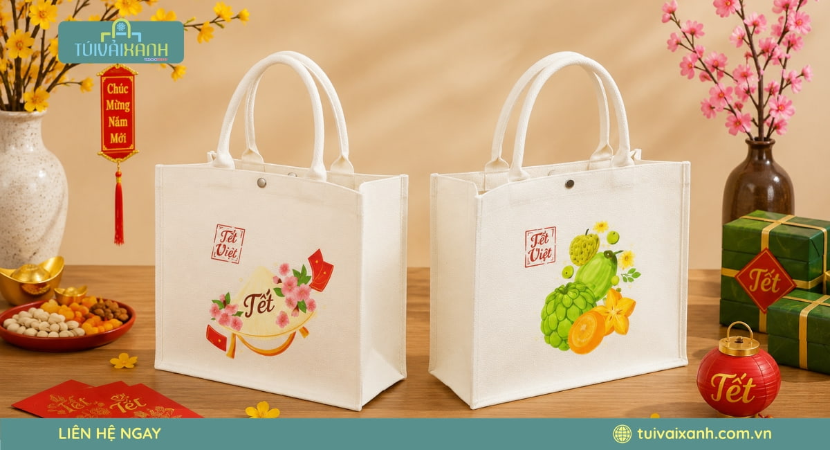 50+ Mẫu túi vải đựng quà Tết tinh tế đong đầy vị Xuân 43 Túi vải đựng quà Tết mang phong cách truyền thống Việt Nam độc đáo