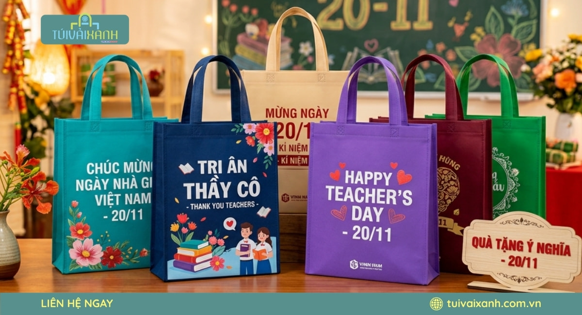 40+ Mẫu Túi Vải Quà Tặng 20/11 Mừng Ngày Nhà Giáo Việt Nam 29 Mẫu túi vải không dệt quà tặng 20/11 giá tốt tại xưởng