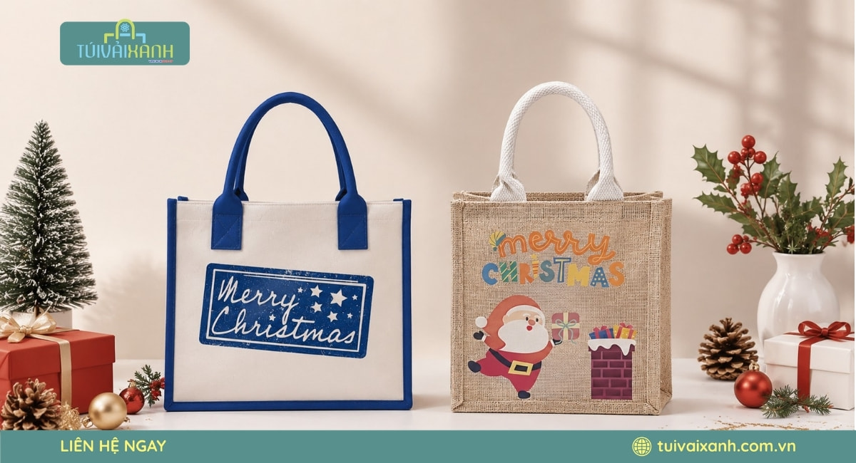 Xưởng May Túi Vải Đựng Quà Noel In Ấn Sắc Nét, Giá Xưởng 46 Túi vải đay Giáng Sinh đa dạng mẫu mã phù hợp nhiều nhu cầu quà tặng cuối năm