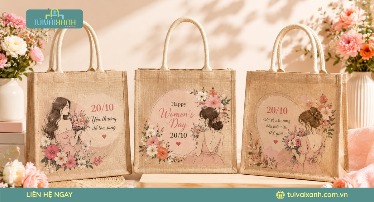 In Túi Vải Quà Tặng 20/10 Miễn Phí Thiết Kế, Cam Kết Tiến Độ 16 Túi vải đay quà tặng 20/10 thiết kế độc đáo, sang trọng