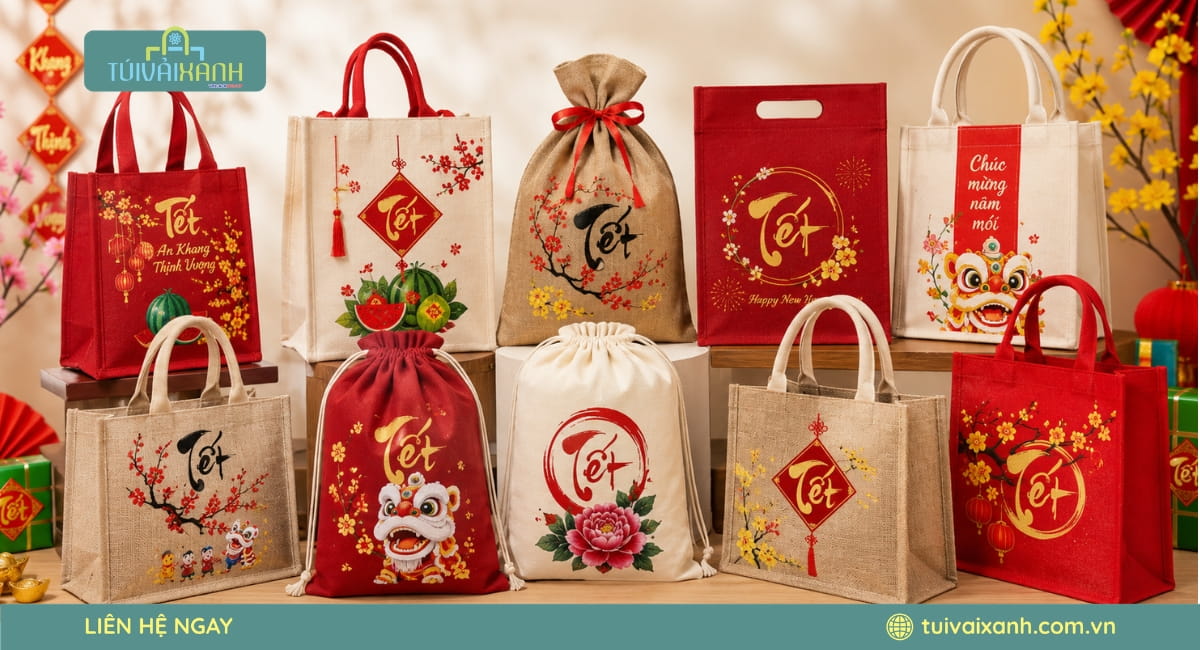 Túi vải đựng quà Tết
