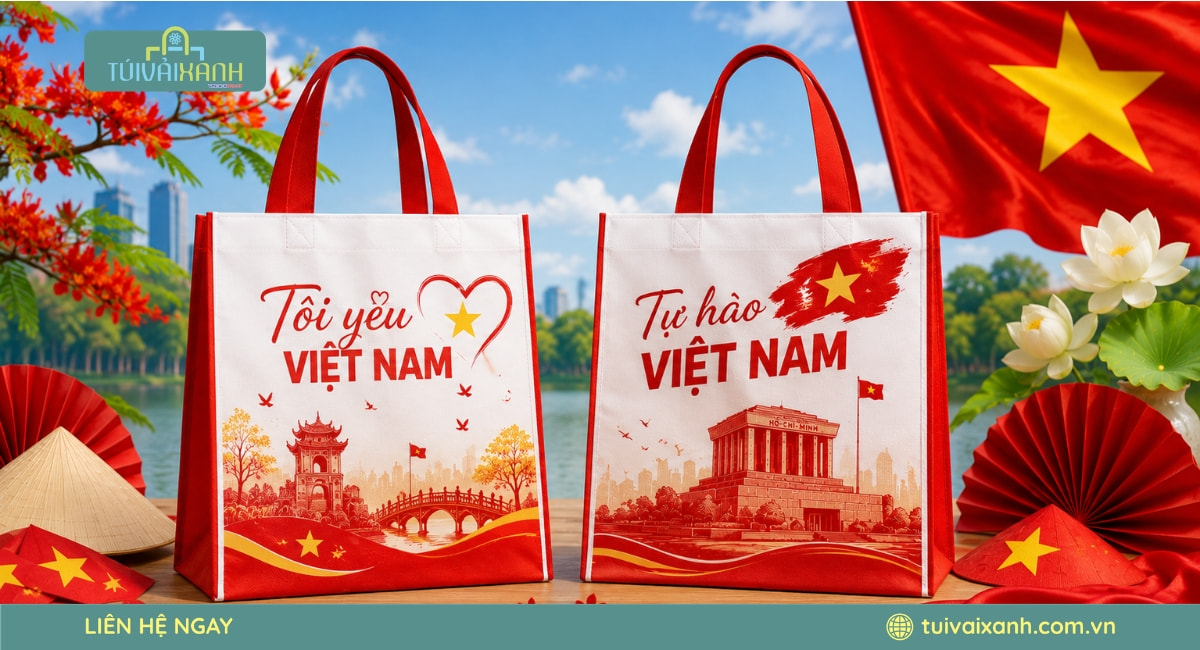 Túi Vải Lễ Quốc Khánh 2/9 Đẹp Cho Sự Kiện, Quà Tặng Doanh Nghiệp 20 Khắc ghi mốc son độc lập 2/9 vĩ đại trên từng sợi vải bền bỉ