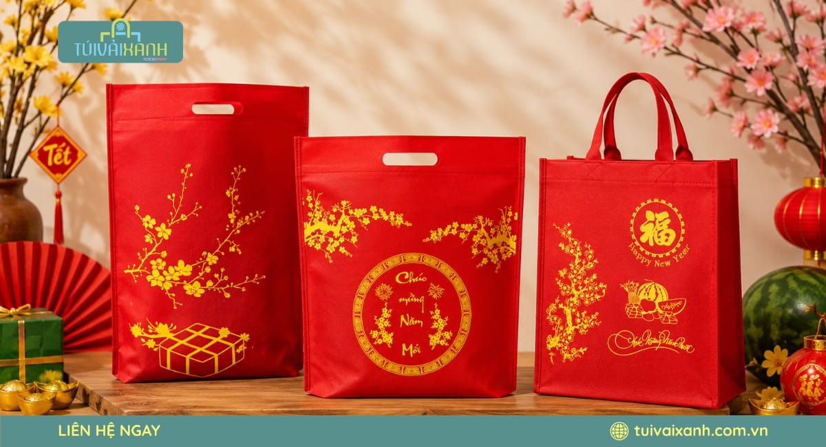 50+ Mẫu túi vải đựng quà Tết tinh tế đong đầy vị Xuân 49 Túi vải đựng quà Tết không dệt đục lỗ hột xoài tiện lợi và thẩm mỹ
