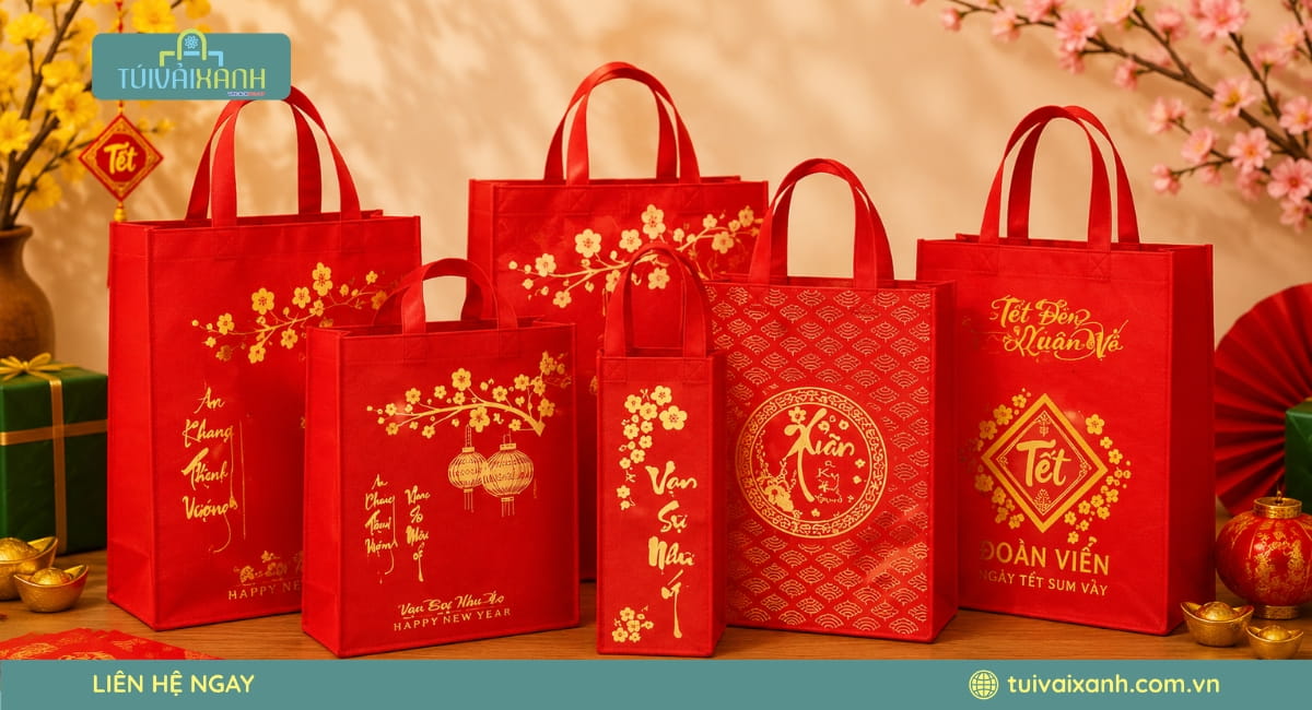 50+ Mẫu túi vải đựng quà Tết tinh tế đong đầy vị Xuân 32 Túi vải đựng quà Tết không dệt đa dạng kích thước theo yêu cầu