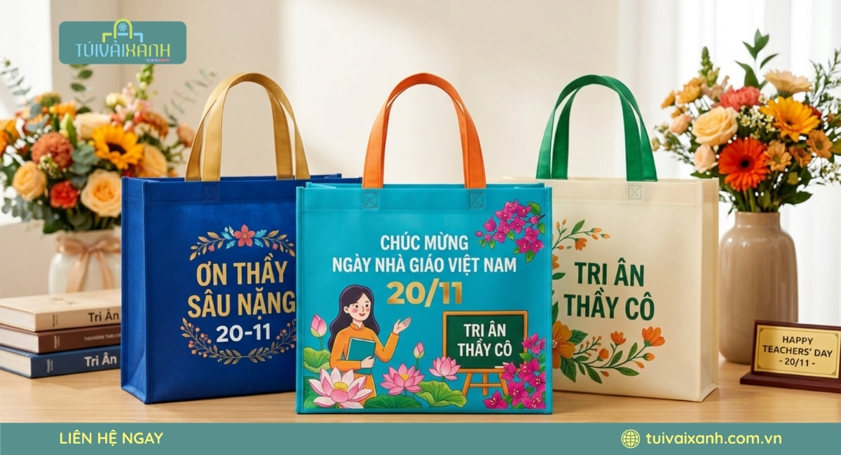 40+ Mẫu Túi Vải Quà Tặng 20/11 Mừng Ngày Nhà Giáo Việt Nam 41 Túi vải không dệt quà tặng 20-11 chất lượng giá xưởng