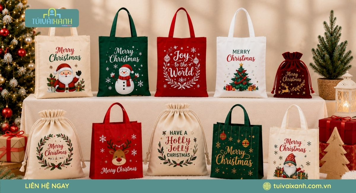 Túi vải đựng quà Noel