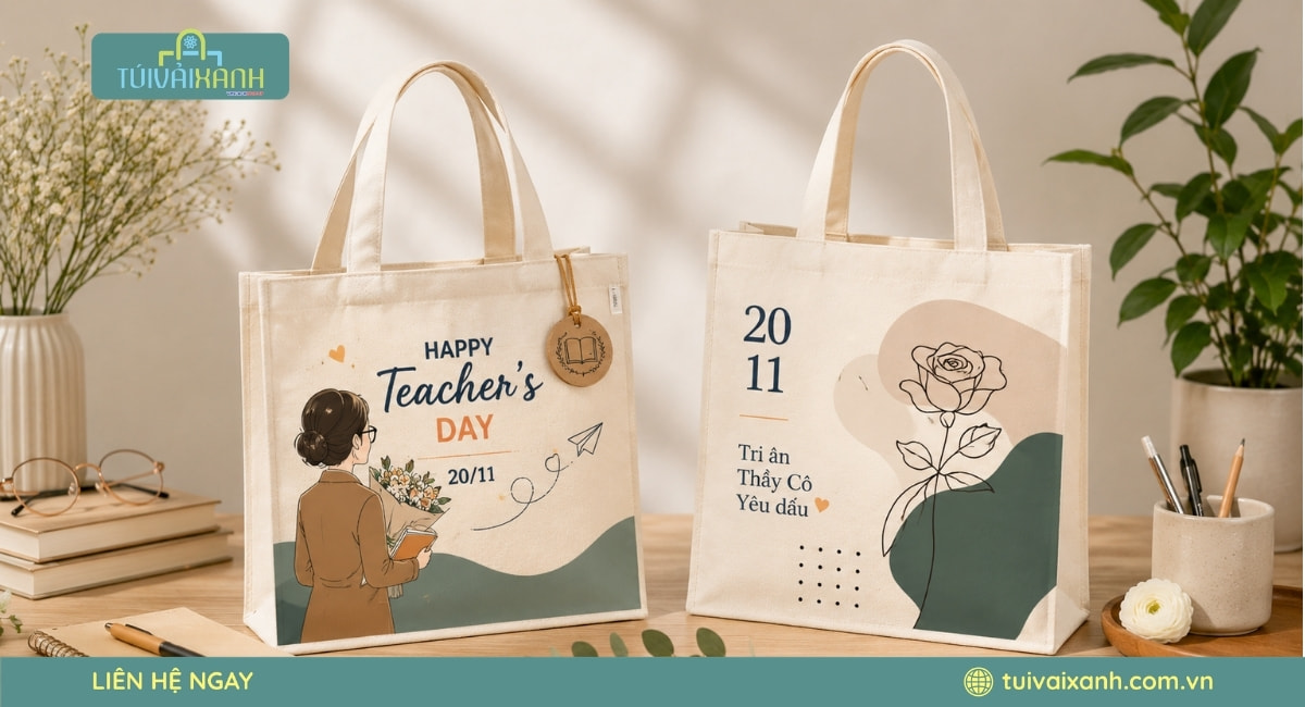40+ Mẫu Túi Vải Quà Tặng 20/11 Mừng Ngày Nhà Giáo Việt Nam 36 Xưởng sản xuất túi vải canvas quà tặng 20-11