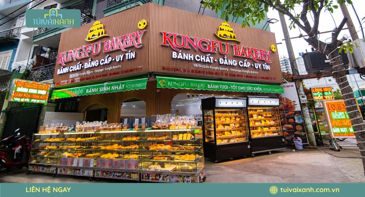 Túi Vải Xanh x Kungfu Bakery: Dự án túi vải không dệt cho chuỗi cửa hàng